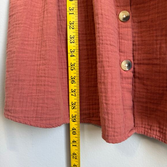 New Directions Curvy Shirt Dress Size 3X Button Up Gauzy Cotton Lagenlook Mauve - Picture 9 of 11